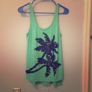 Express Green with Black sequins tank